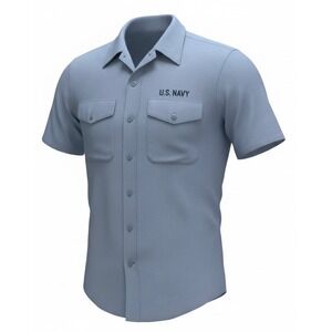 DSCP US Navy Quarterdeck Collection Utility Shirt Short Sleeve Blue Mens Medium